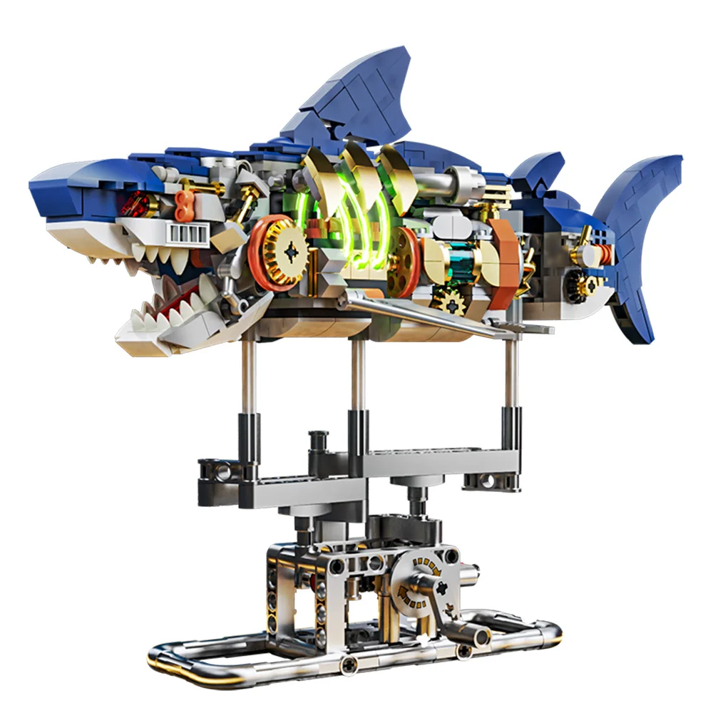 Mechanisches Haifisch-Bauset mit Displayständer und Lichtern