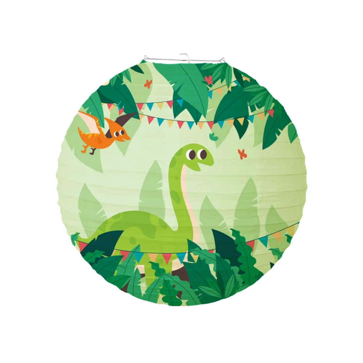 30 cm Papierlaternen mit Dinosaurier-Motiv für Kindergeburtstag – Green Dinosaurs , 30cm Printed lantern
