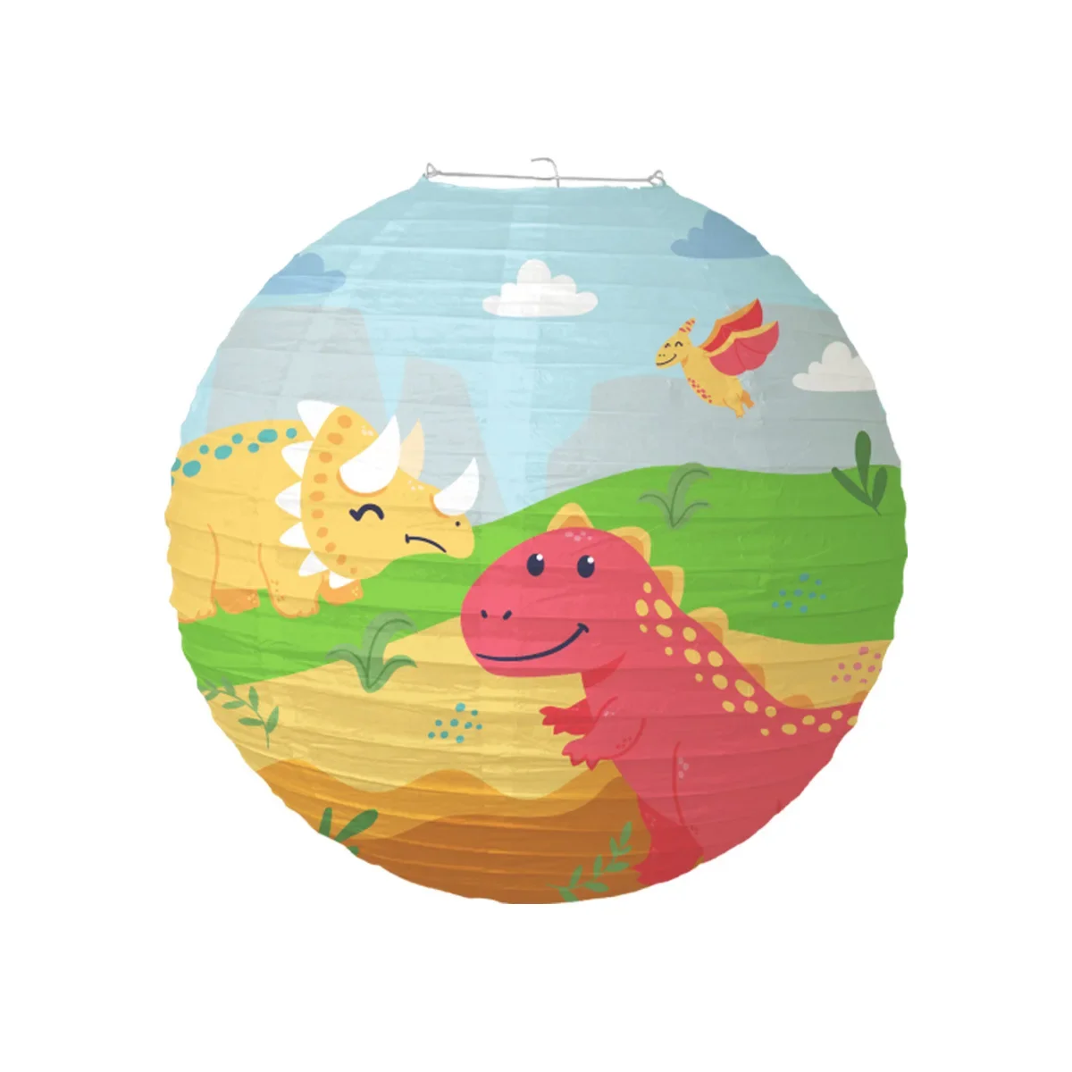 30 cm Papierlaternen mit Dinosaurier-Motiv für Kindergeburtstag – Red Dinosaur , 30cm Printed lantern