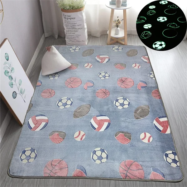 Leuchtender Kinderteppich für das Schlafzimmer – Luminöse Teppiche – Soccer Basketball , 100cm x 160cm
