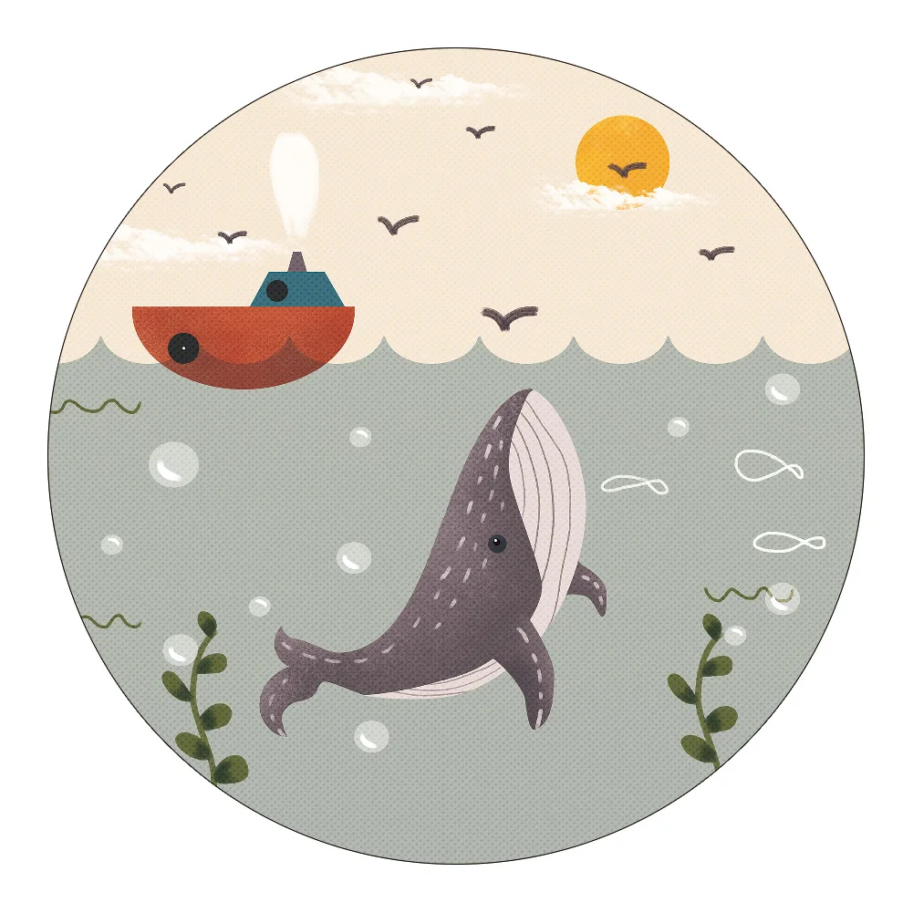 Runder Spielteppich für Kinder mit Tiermotiven und Handabdrücken – 18 , 40