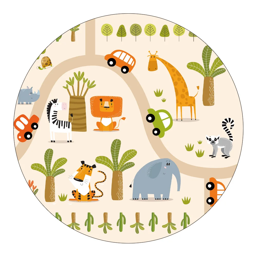Runder Spielteppich für Kinder mit Tiermotiven und Handabdrücken – 16 , 40