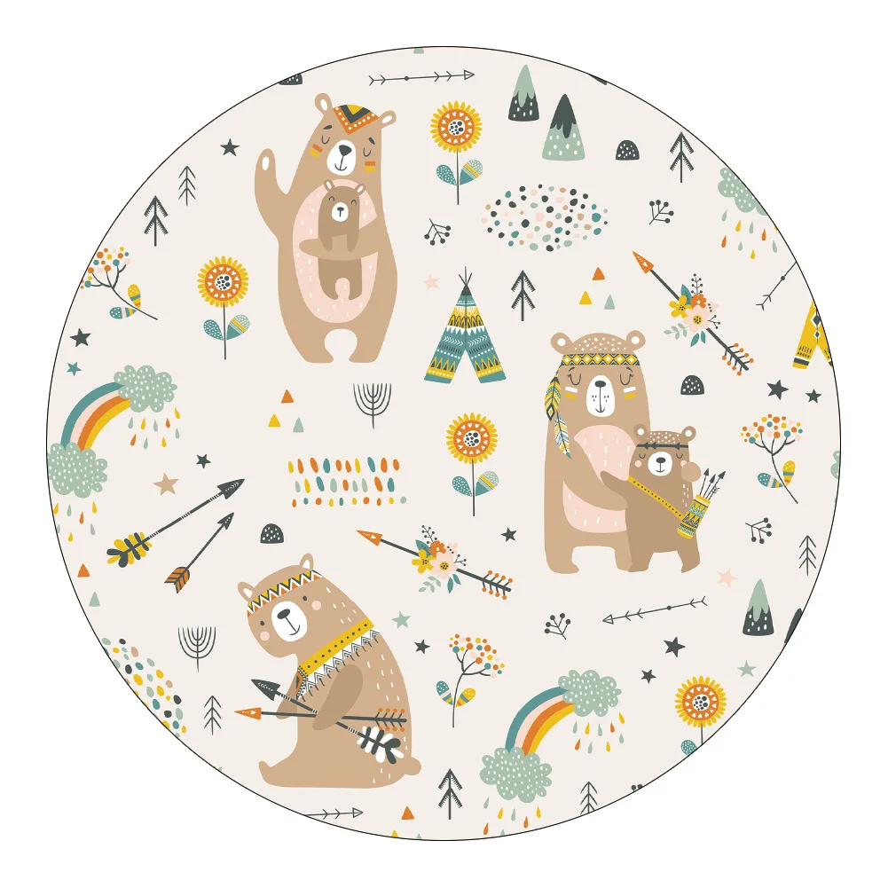 Runder Spielteppich für Kinder mit Tiermotiven und Handabdrücken – 5 , 40
