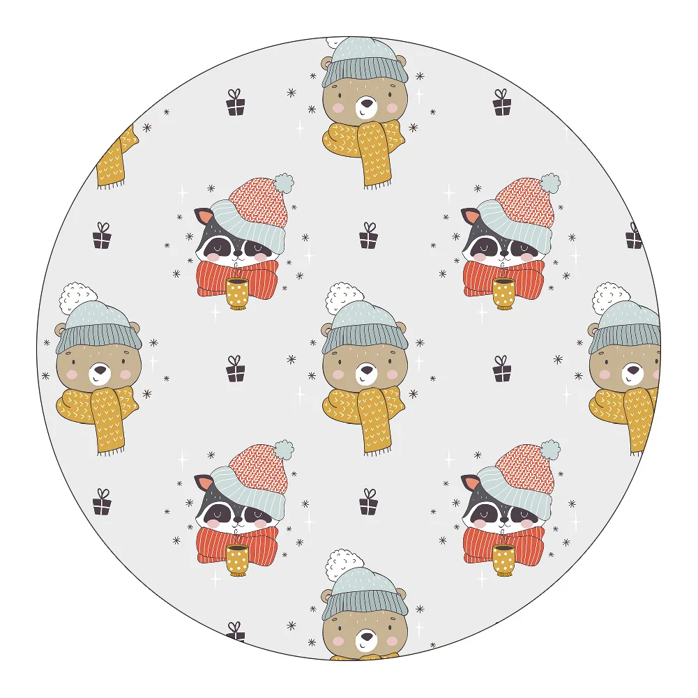 Runder Spielteppich für Kinder mit Tiermotiven und Handabdrücken – 2 , 40