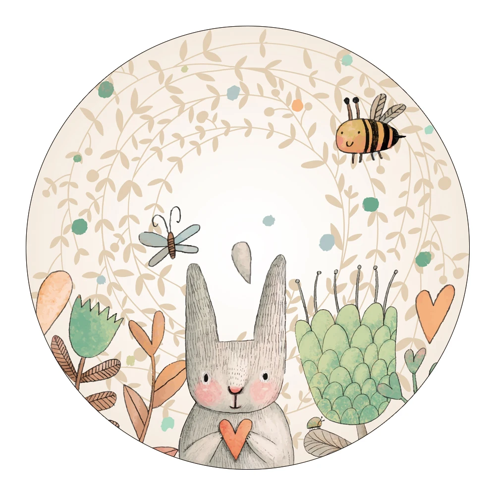 Runder Spielteppich für Kinder mit Tiermotiven und Handabdrücken – 1 , 40