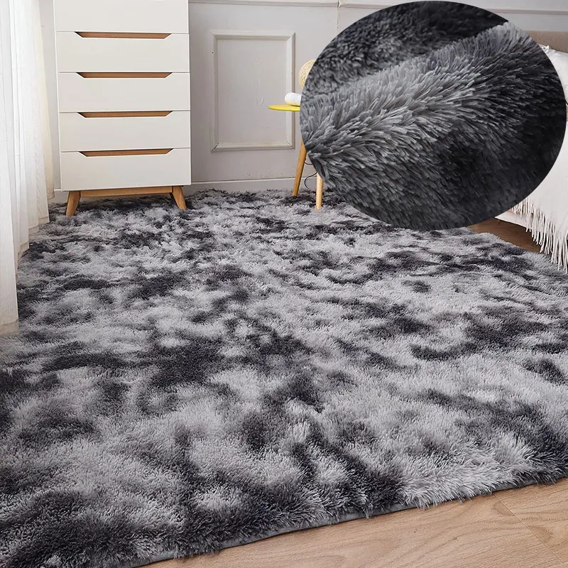 Bunte Kuschelcarlings für Kinderzimmer und Spielbereiche – Tie Dye Dark Grey , 160x230cm