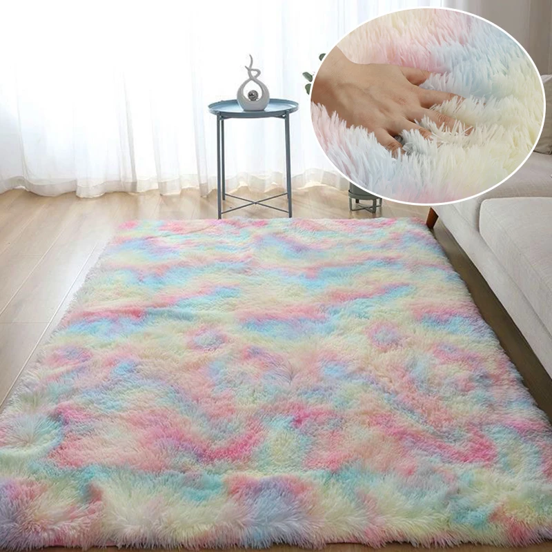 Bunte Kuschelcarlings für Kinderzimmer und Spielbereiche – Tie Dye Rainbow , 80x200cm