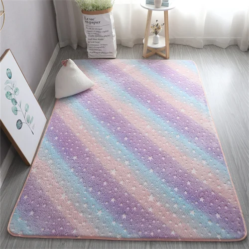 Leuchtender Teppich für Kinderzimmer mit Sternenmotiv  – Rainbow Stars , 140cm x 200cm