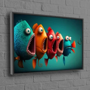 Lustiges Cartoon-Fisch Wandbild für das Kinderzimmer