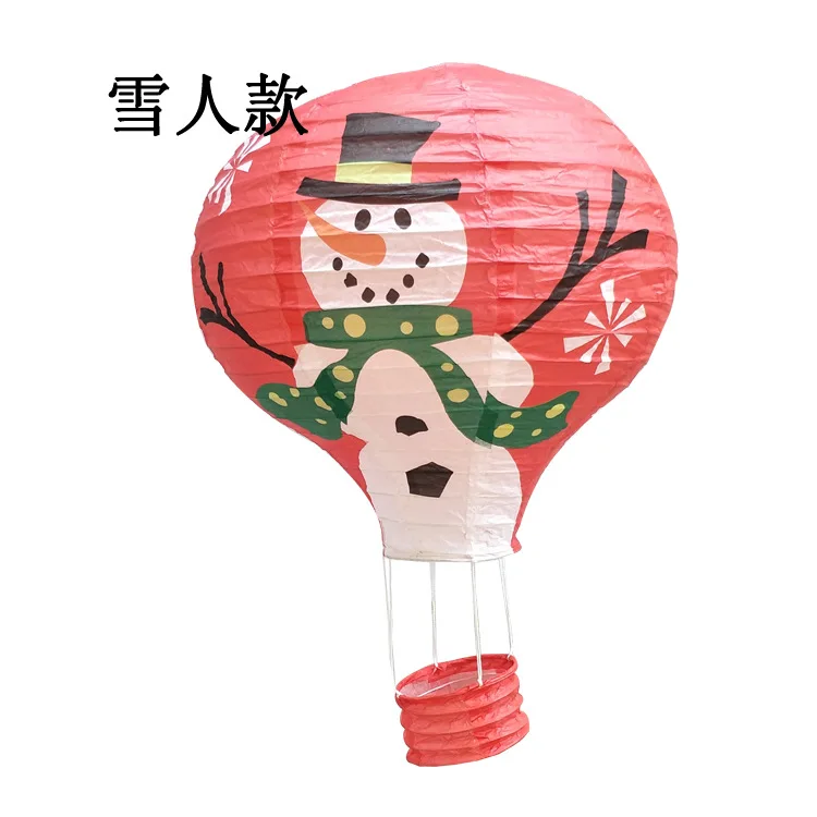 Bunte Faltlaterne im Heißluftballon-Design für Feiern – red snowman , 30CM Hot air balloon