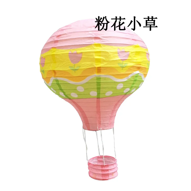 Bunte Faltlaterne im Heißluftballon-Design für Feiern – pink flower , 40CM Hot air balloon