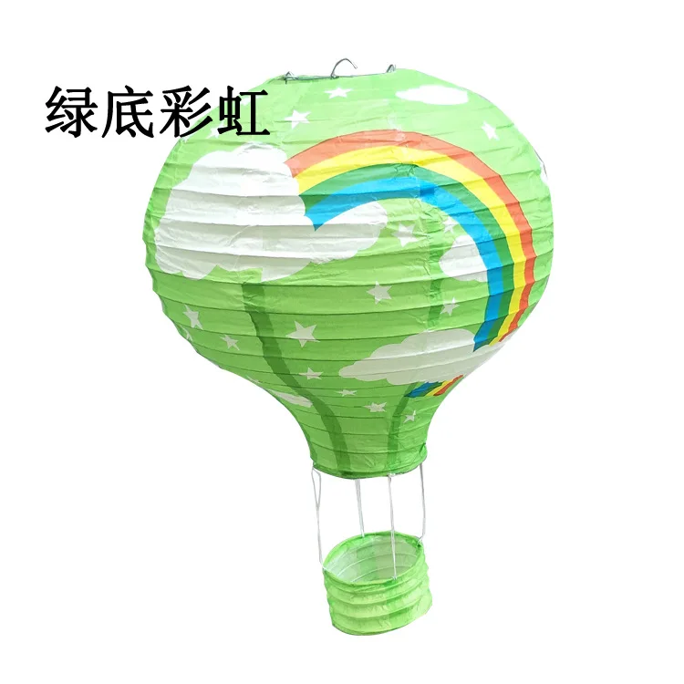 Bunte Faltlaterne im Heißluftballon-Design für Feiern – green rainbow , 40CM Hot air balloon