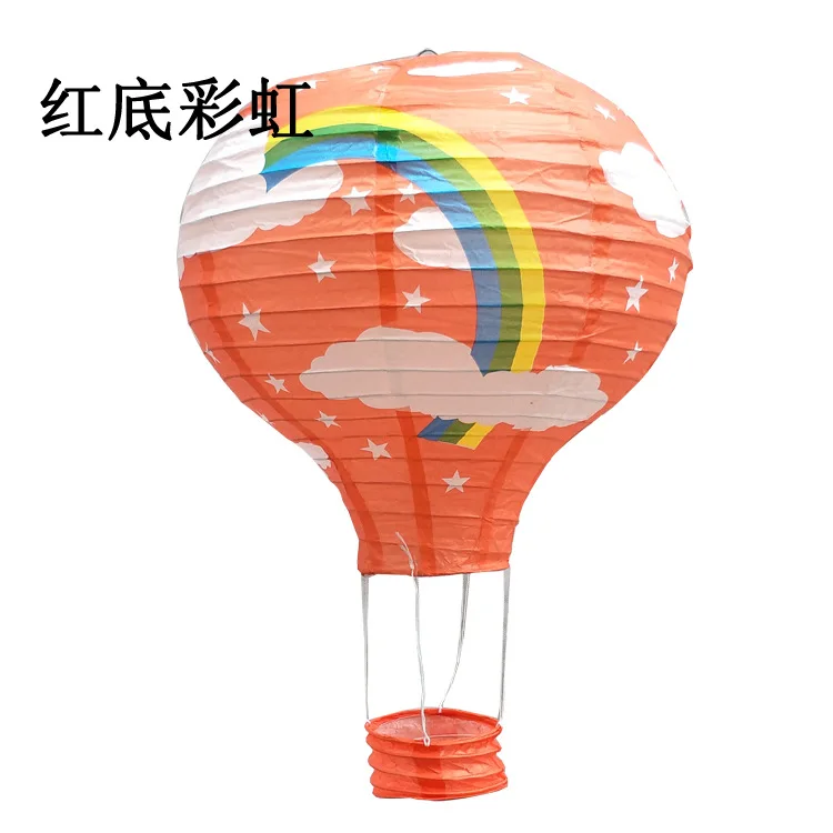 Bunte Faltlaterne im Heißluftballon-Design für Feiern – red rainbow , 30CM Hot air balloon
