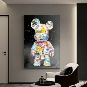 Kawaii Bären-Graffiti Leinwandbild für Kinderzimmer-Dekoration