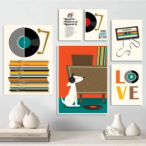 Retro Vinyl Plattenposter für lebendige Wohnraumgestaltung