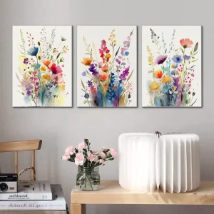 Wunderschönes 3er-Set Aquarell-Blumenposter für Ihr Zuhause