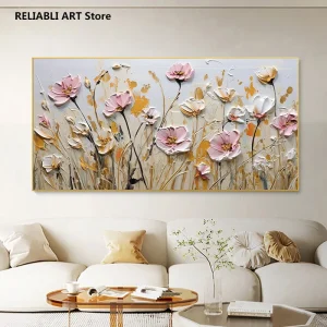 Minimalistische Blumenmalerei auf Leinwand für stilvolle Wände
