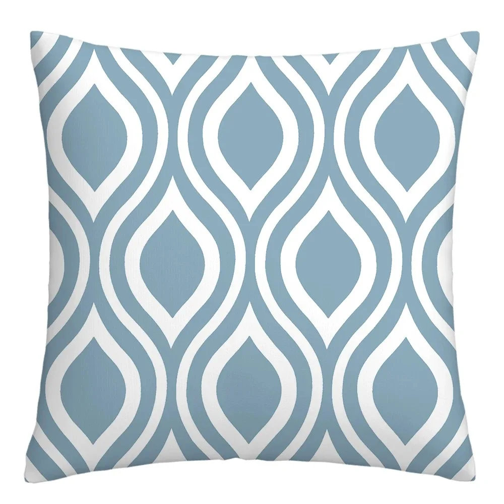 Blau-Weiße Geometrische Kissenhülle für Zuhause und Büro – 6 , 40x40cm