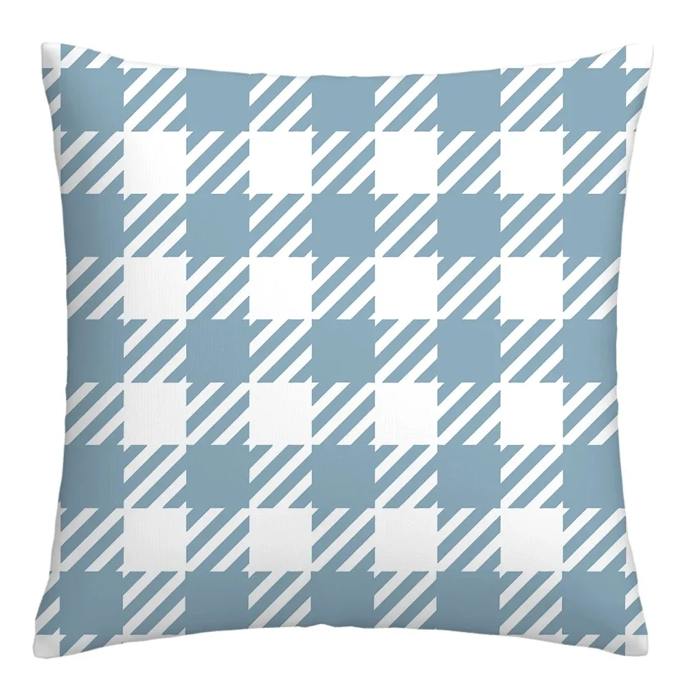 Blau-Weiße Geometrische Kissenhülle für Zuhause und Büro – 5 , 40x40cm