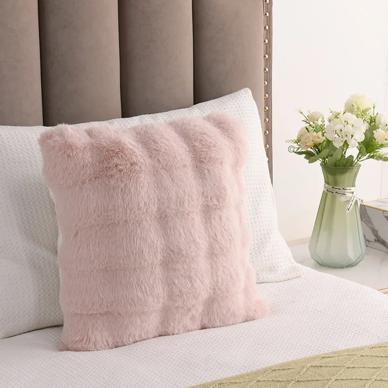 Kuscheliges Kaninchen-Plüschkissen für Wohnzimmer und Schlafzimmer – Pink , 45X45cm