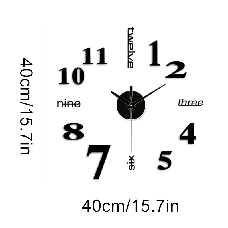 Große 3D DIY Wanduhr mit Spiegelaufkleber für Zuhause – Bild 5