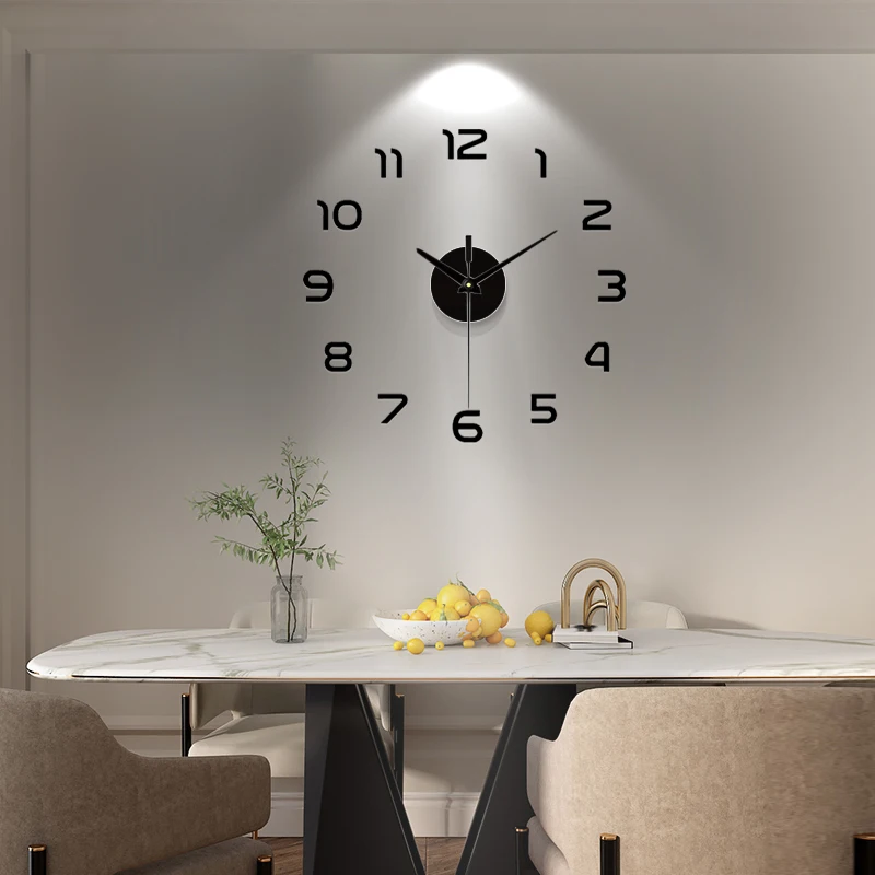 Große 3D DIY Wanduhr mit Spiegelaufkleber für Zuhause – Bild 2