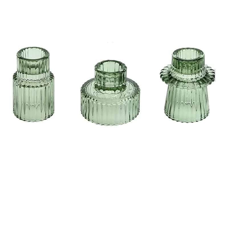 Romantische 3er-Set Glas-Kerzenhalter für besondere Anlässe – green