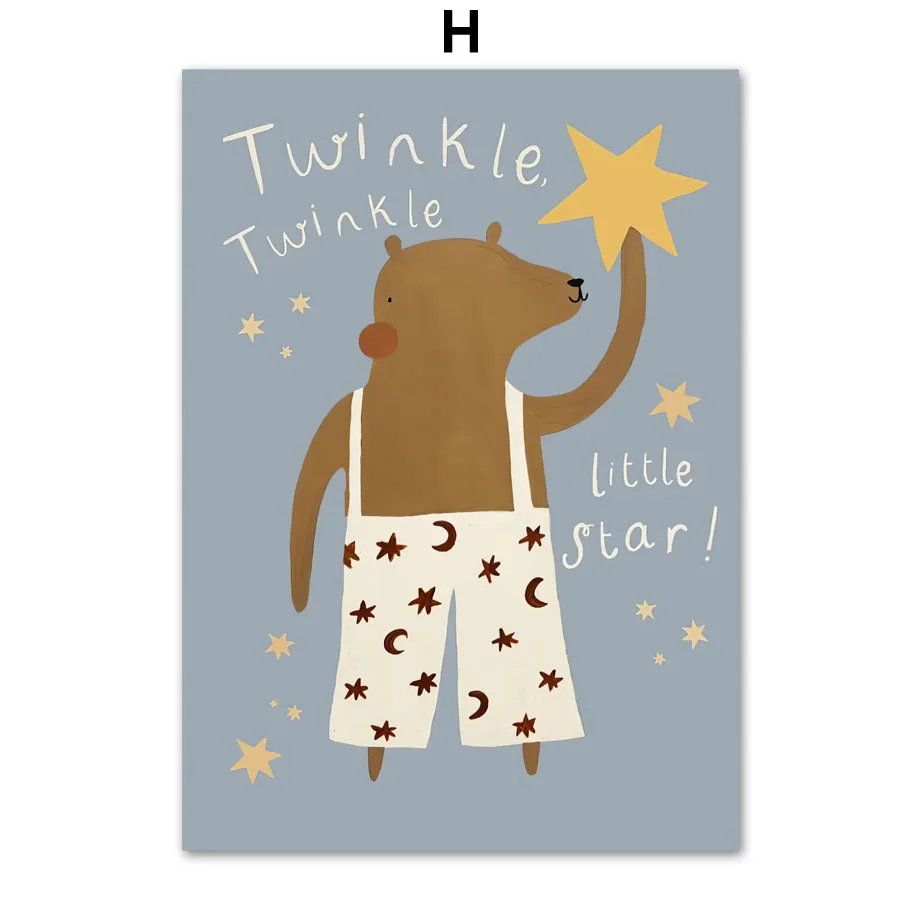 Verspielte Wandkunst für Kinderzimmer: Cartoon-Motive auf Leinwand – 30X40cm No Framed , H