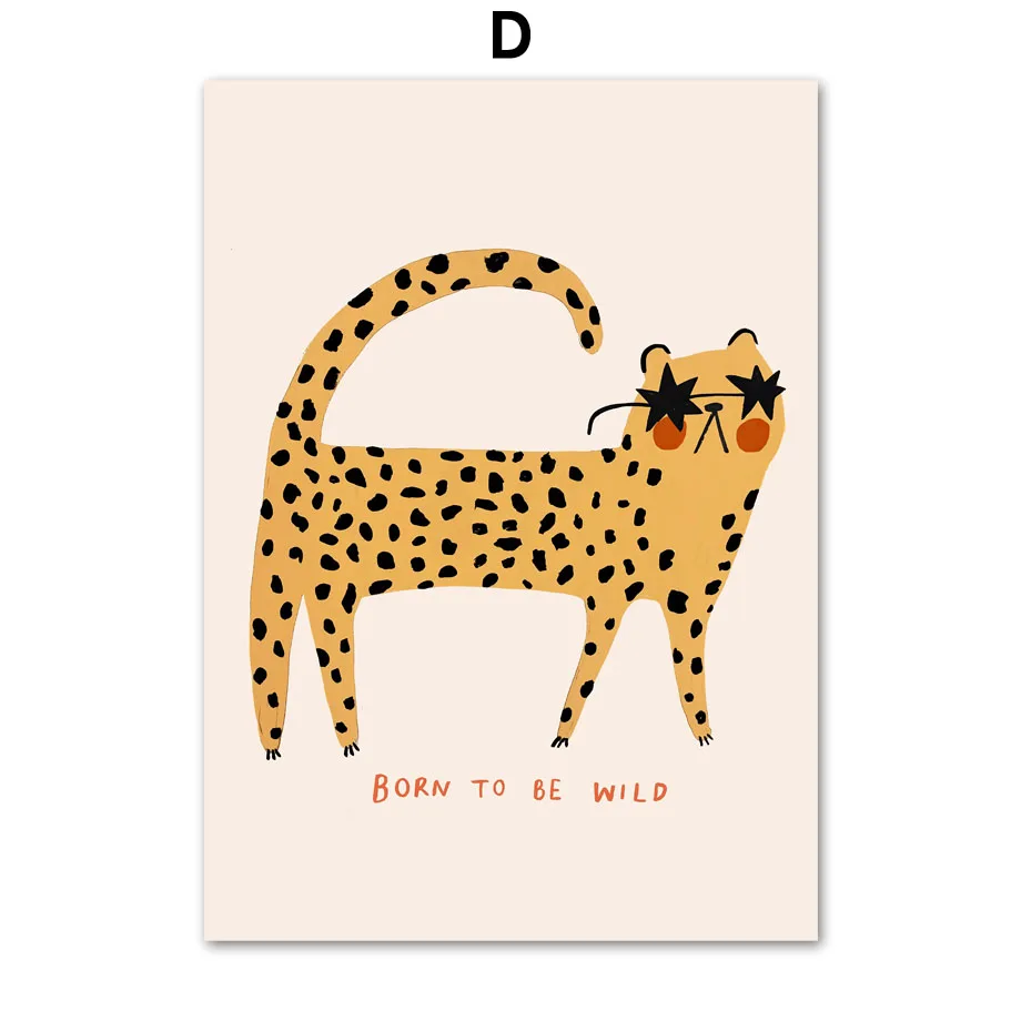 Verspielte Wandkunst für Kinderzimmer: Cartoon-Motive auf Leinwand – 30X40cm No Framed , D