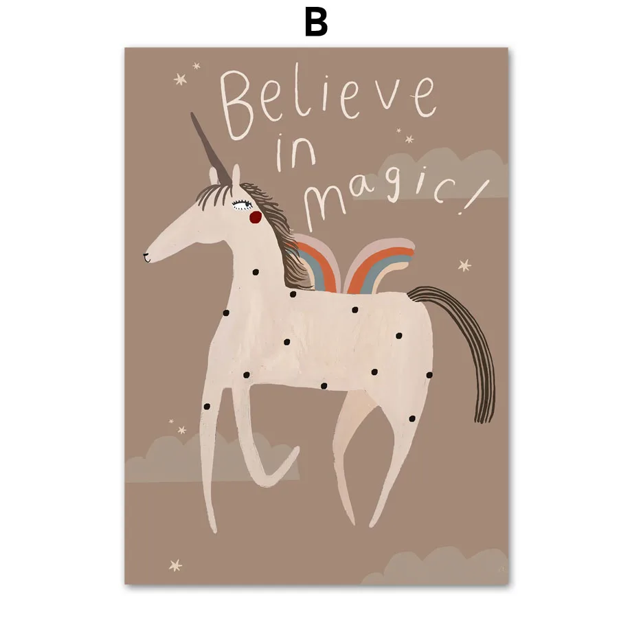 Verspielte Wandkunst für Kinderzimmer: Cartoon-Motive auf Leinwand – 50X70cm No Framed , B