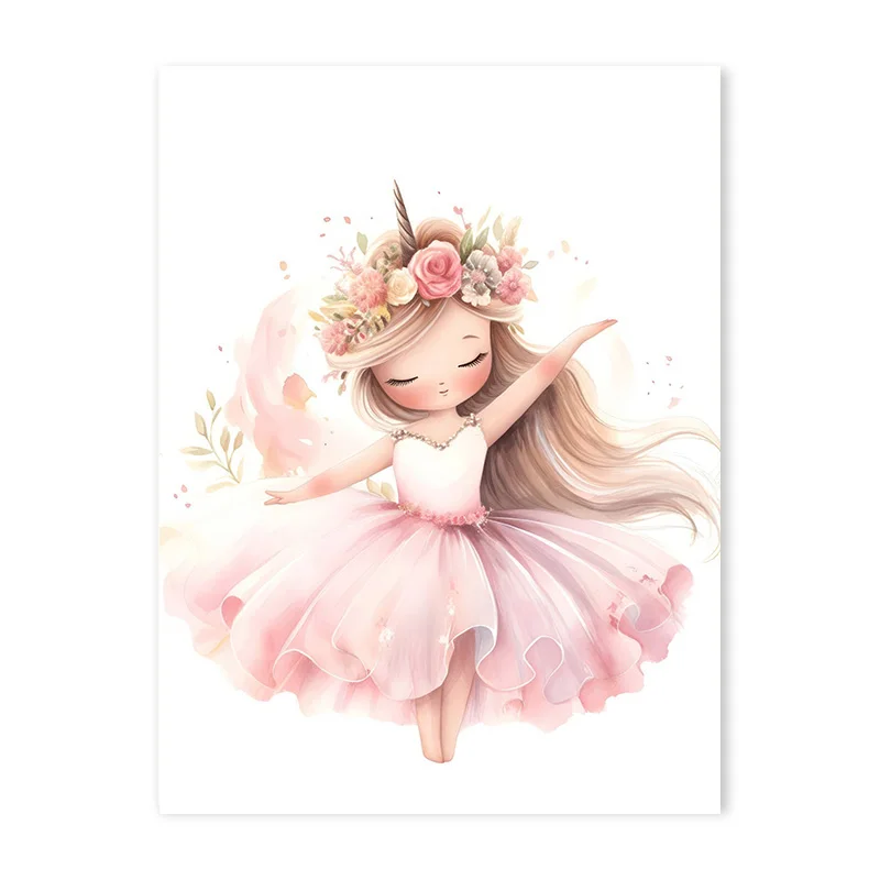Magischer rosa Ballerina-Einhorn Poster für Kinderzimmer Deko – 30x45cm , CJ50920