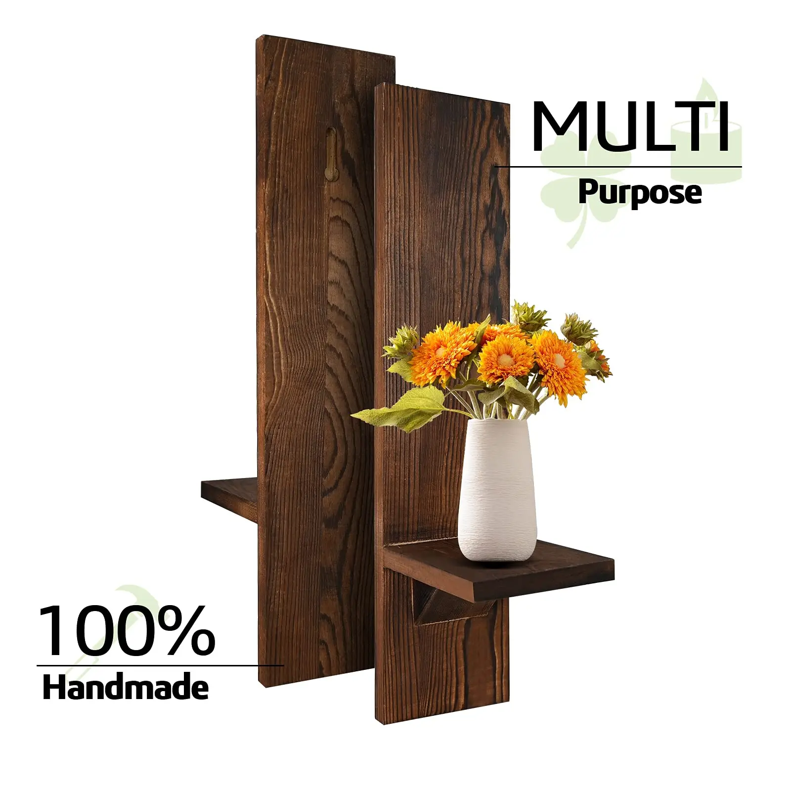 Set aus 2 rustikalen Holz-Wandkerzenhaltern für das Wohnzimmer – Bild 6