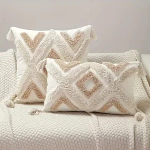 Gemütliche Boho-Geometrische Kissenbezüge mit Quasten