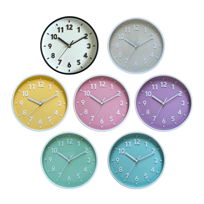 K1MF Bunte Stille Wanduhr für Kinderzimmer und Wohnzimmer