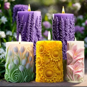 DIY Silikonform für Zylindrische Kerzen mit Blumenmuster
