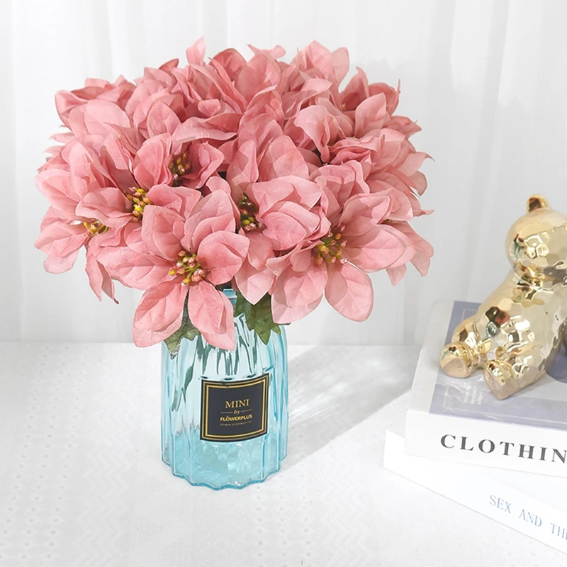 Wunderschöner 32 cm roter Weihnachtsstrauß für Hochzeiten und Dekoration – Pink