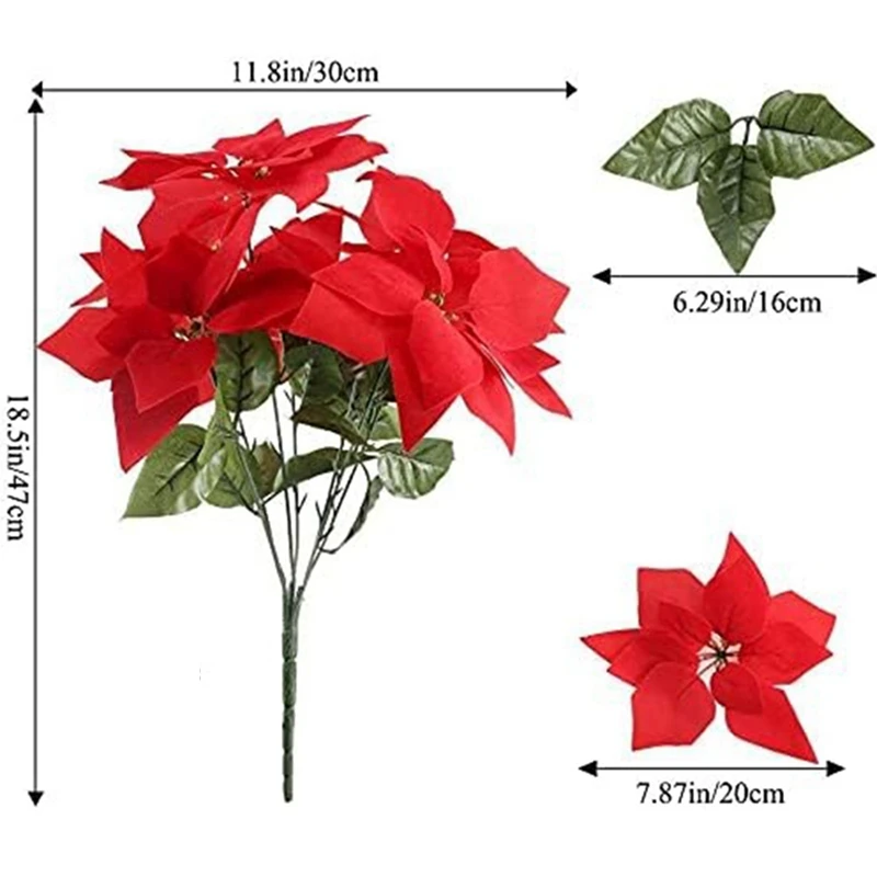 Wunderschöner 32 cm roter Weihnachtsstrauß für Hochzeiten und Dekoration – Bild 3