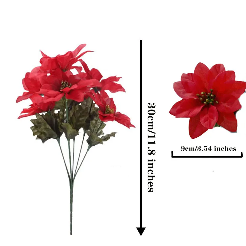 Große künstliche rote Samt-Weihnachtsblumen für festliche Anlässe – Red