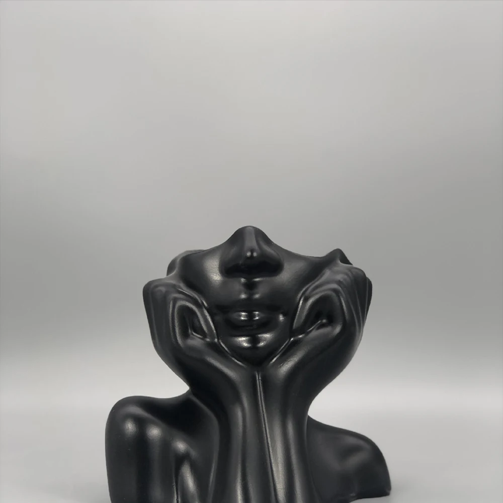 Kreative Designer-Vase mit menschlicher Form in Gold und Weiß – Black