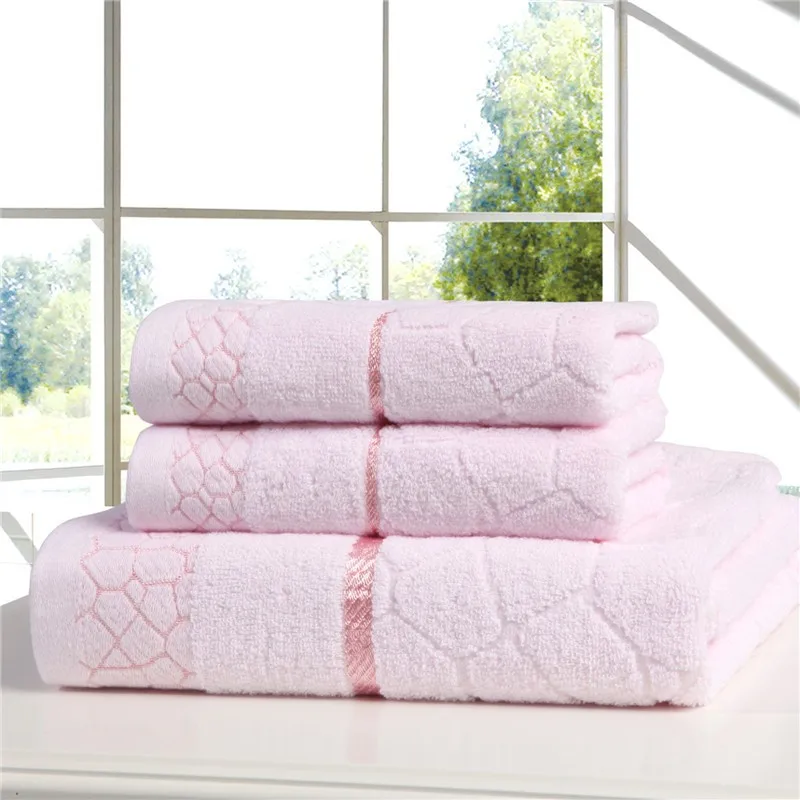 3-teiliges Handtuchset aus 100% Baumwolle in Pink – Bild 2