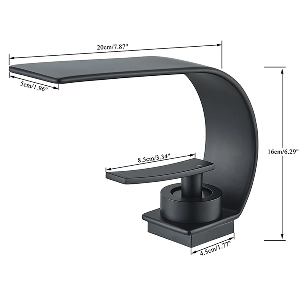 Eleganter Schwarzer Badezimmerarmatur mit Wasserfall-Design – Bild 5
