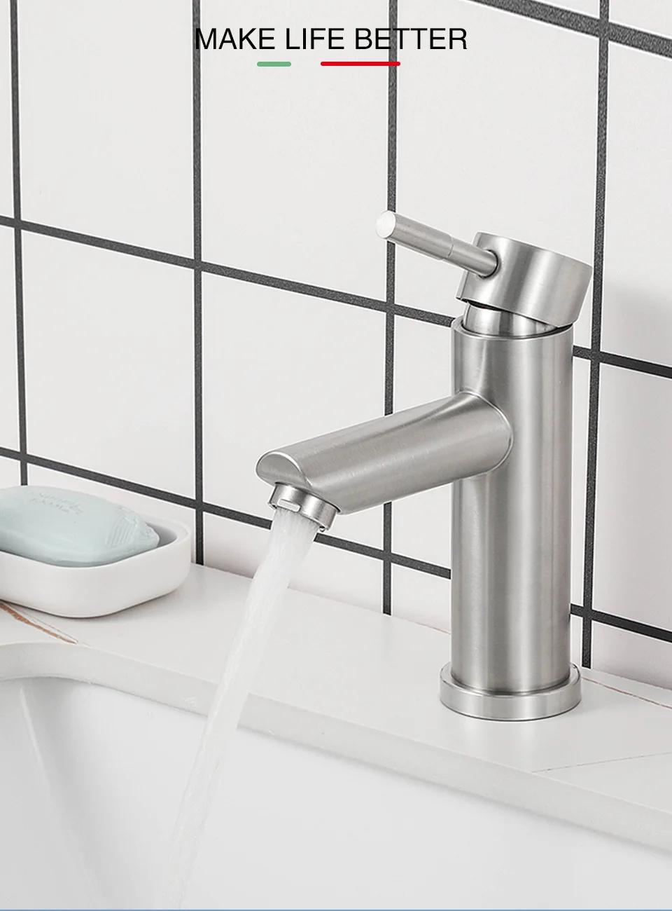 Eleganter Badezimmer-Wasserhahn mit Mischbatterie in Mattschwarz – Bild 5