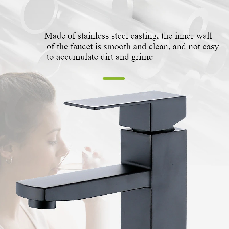 Eleganter Badezimmer-Wasserhahn mit Mischbatterie in Mattschwarz – Bild 4