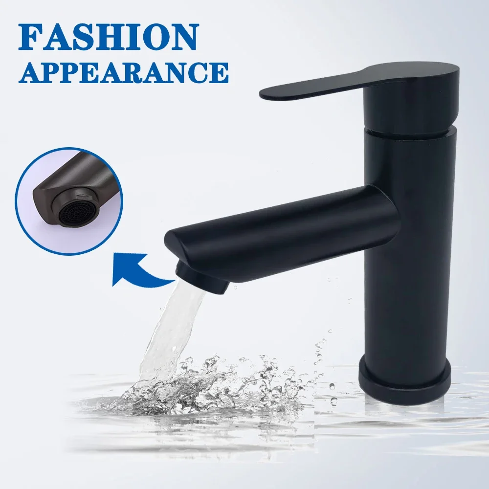 Eleganter Badezimmer-Wasserhahn mit Mischbatterie in Mattschwarz – Bild 2