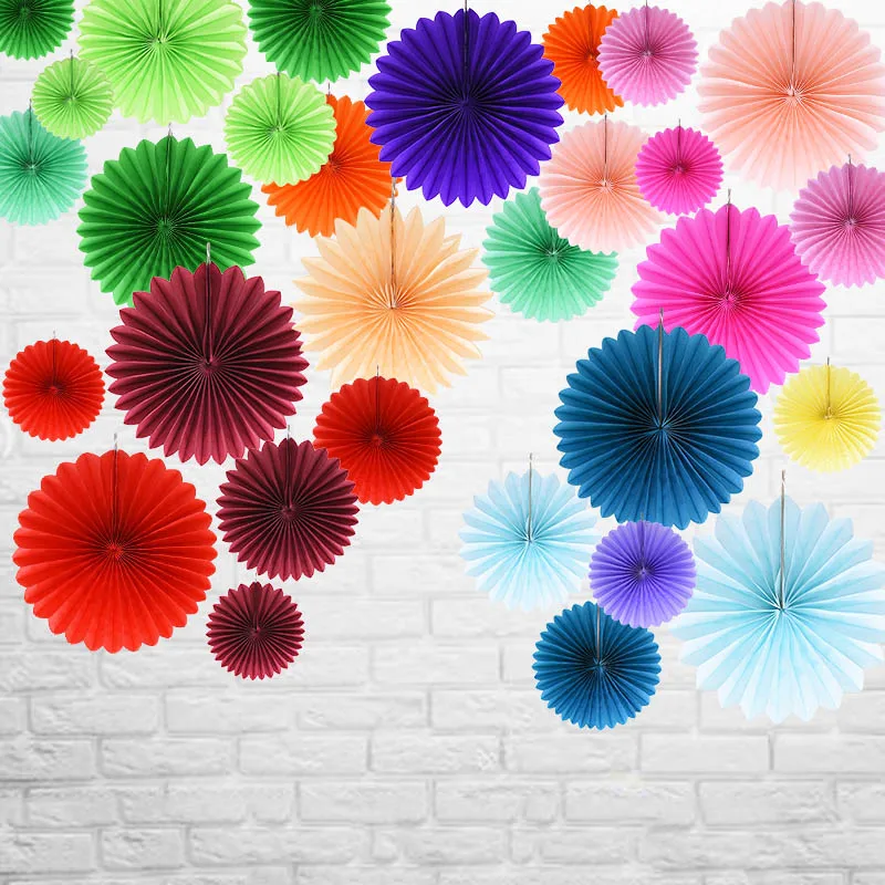 Bunte Papierfächer-Laternen für Feiern und DIY-Dekoration