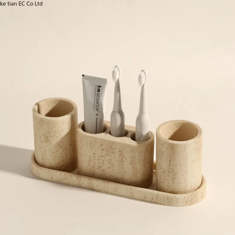Wabi-Sabi Badezimmer Set mit Steinlicht und Halterungen – 4-piece set-A
