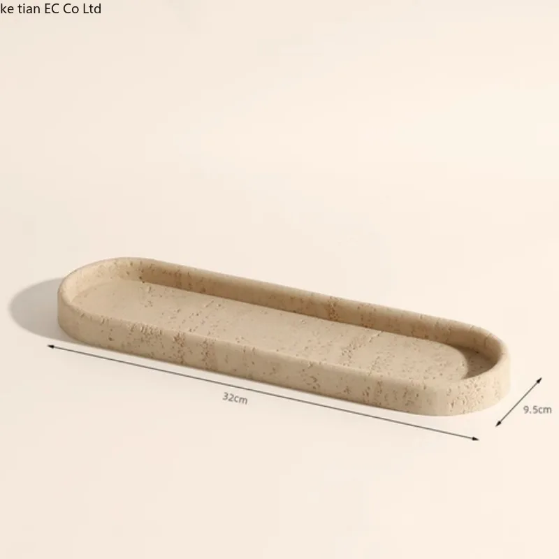 Wabi-Sabi Badezimmer Set mit Steinlicht und Halterungen – tray-32×9.5cm
