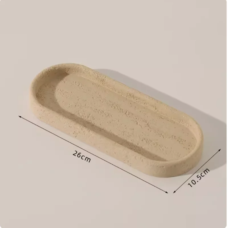 Wabi-Sabi Badezimmer Set mit Steinlicht und Halterungen – tray-26×10.5cm