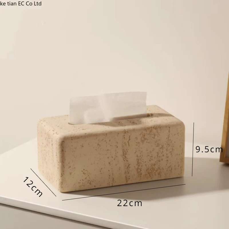 Wabi-Sabi Badezimmer Set mit Steinlicht und Halterungen – Tissue box-1