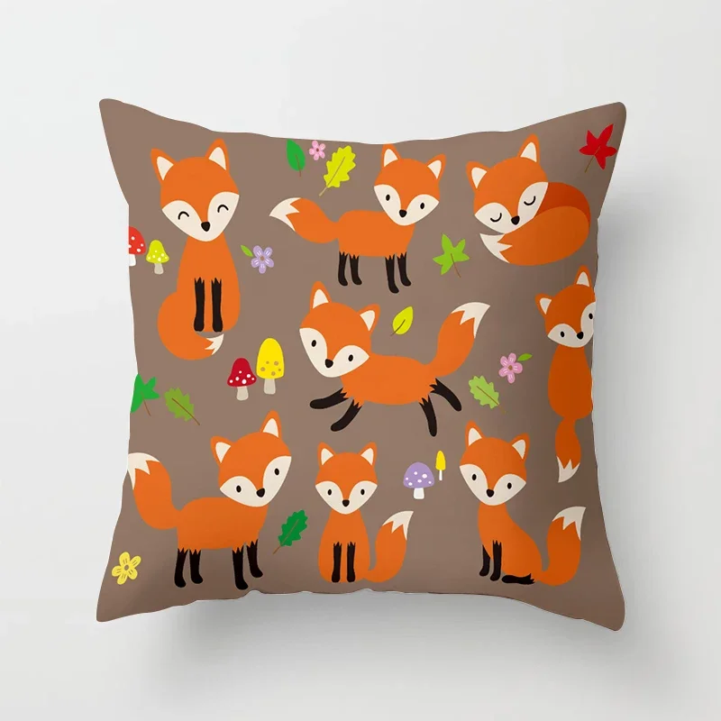 Niedlicher Cartoon-Fuchs Kissenbezug für gemütliches Wohnen – 13 , 40x40cm